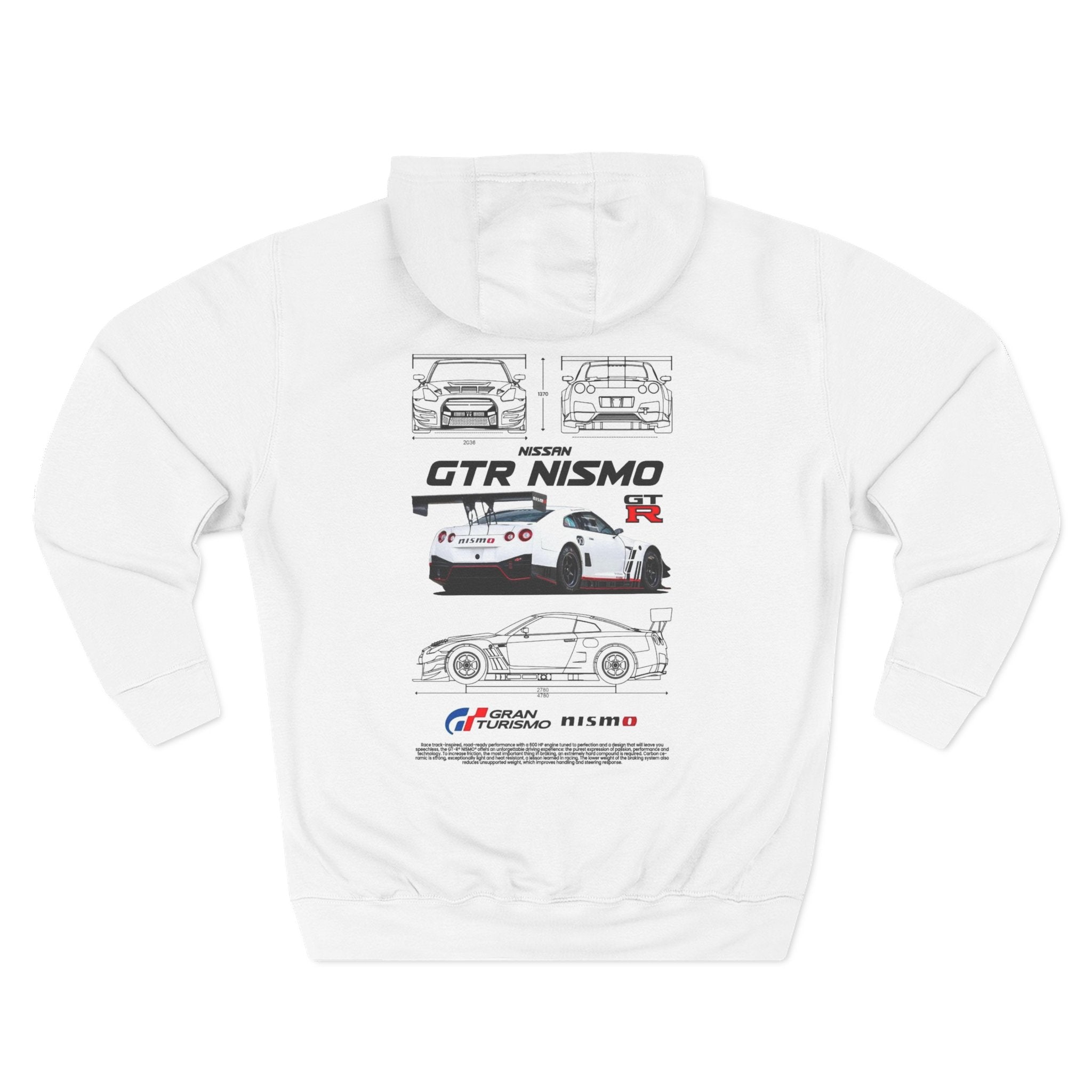 Nissan GTR Nismo 'Tech Sheet' Heavyweight Hoodie - White Edition